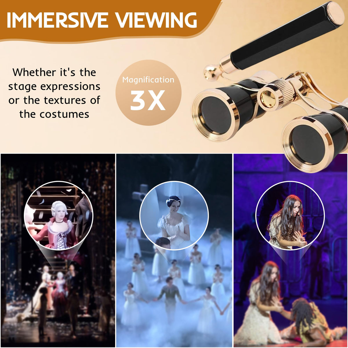 Avkoohum view through lenses capturing stage detail, improves visibility at performances