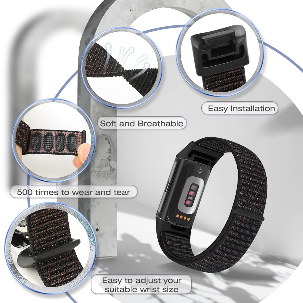 AVOD sport loop nylon band on wrist for Charge 6 secure fit