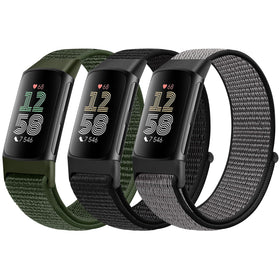 AVOD sport loop nylon band, front view, breathable daily wear for Fitbit Charge 6/5.