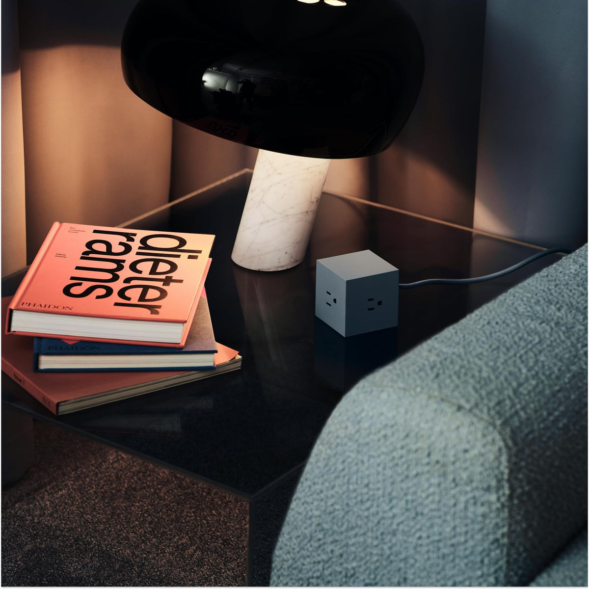 AVOLT Square 1 adhesive plate mounted under a desk for clean space