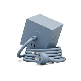 AVOLT Square 1 on a clean desk setup showing accessible outlets and tidy cables