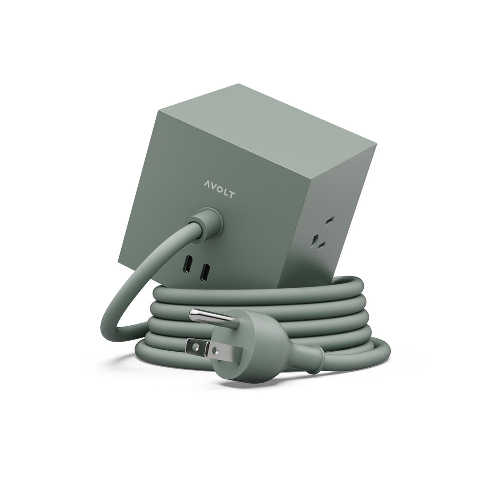 AVOLT Square 1 top view showing compact power cube for clutter-free desk space.