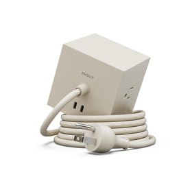AVOLT front view of Square 1 cube showing clean design and accessible outlets