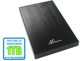Avolusion HD250U3 1TB portable drive back panel, shows slim aluminum chassis for durable gaming storage