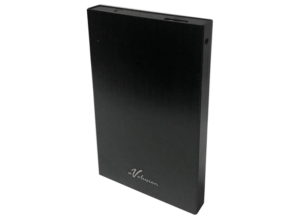 Avolusion HD250U3 1TB portable drive side profile, ultra-slim form factor ideal for on-the-go gaming