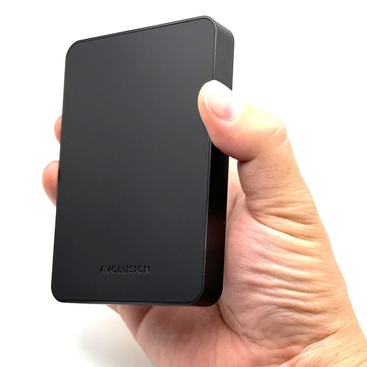 Avolusion Z2-S 1TB ultra slim drive on a laptop for plug-and-play use.