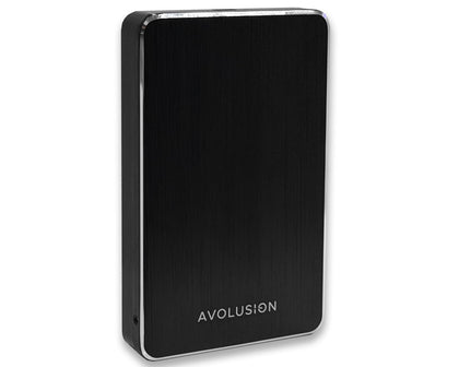 Avolusion front view showing compact case and branding, ideal for portable storage