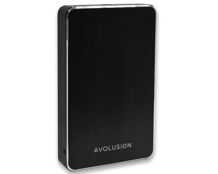 Avolusion front view showing compact case and branding, ideal for portable storage
