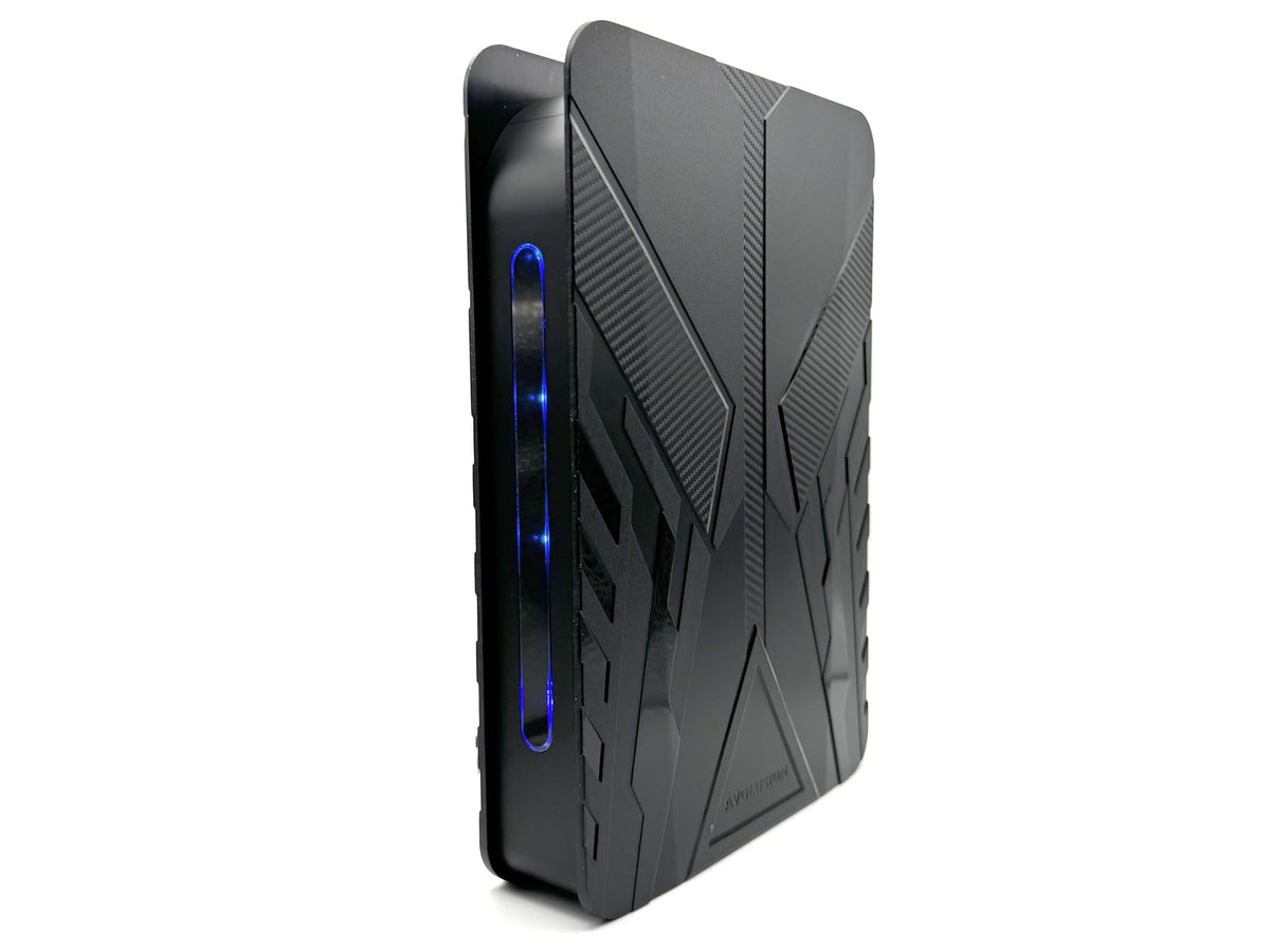 Package contents of Avolusion PRO-T8 3TB PS5 bundle: drive, cables, manual, adapter