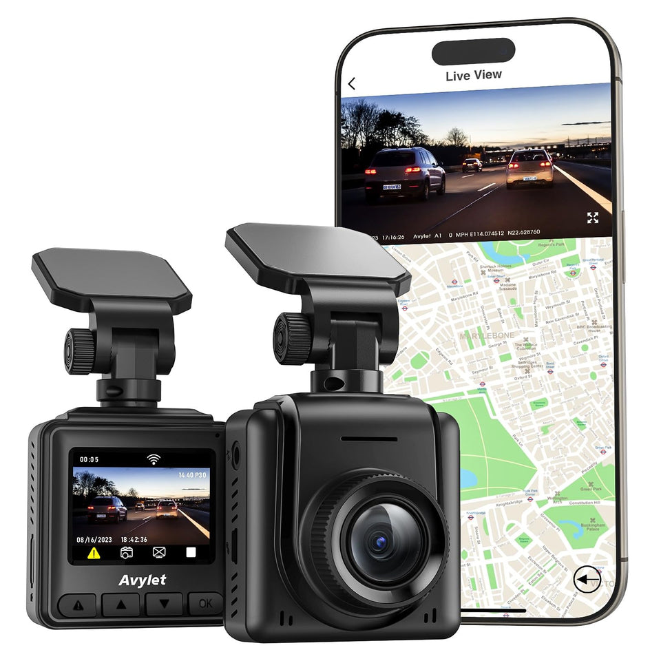 Avylet front view mounted on windshield showing discreet placement and clarity