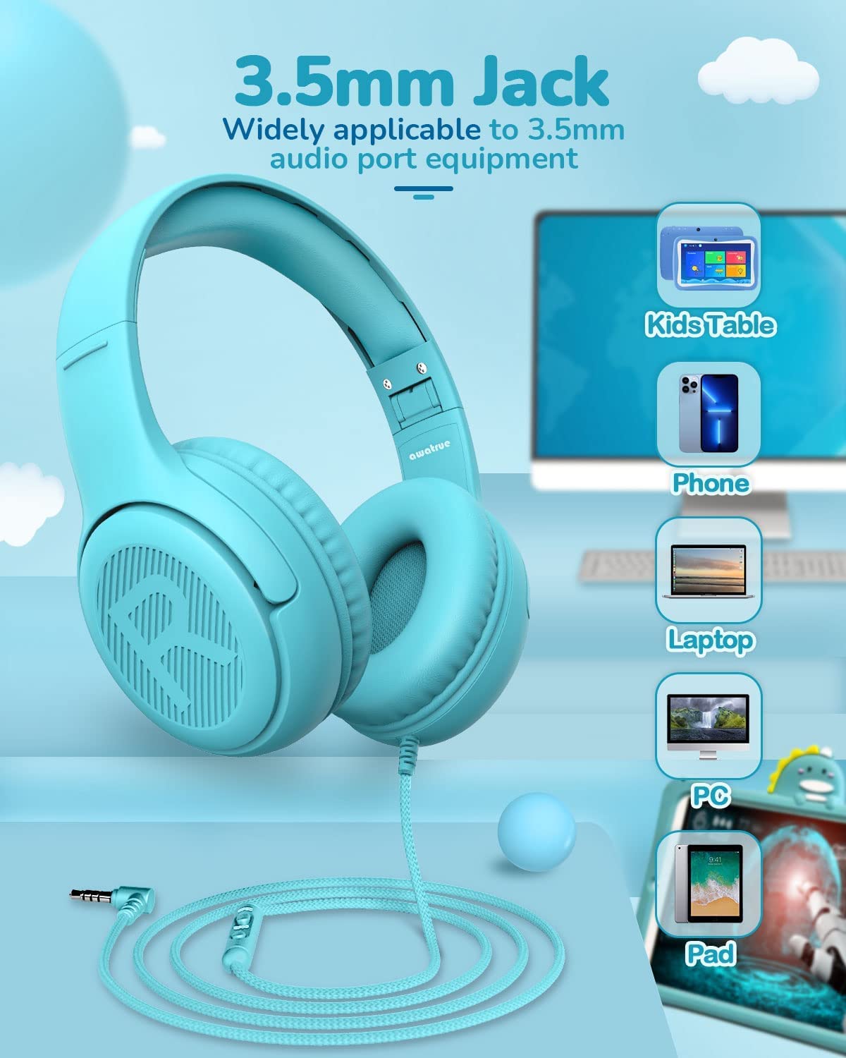 Awatrue AT2 3.5mm jack provides universal compatibility with devices.