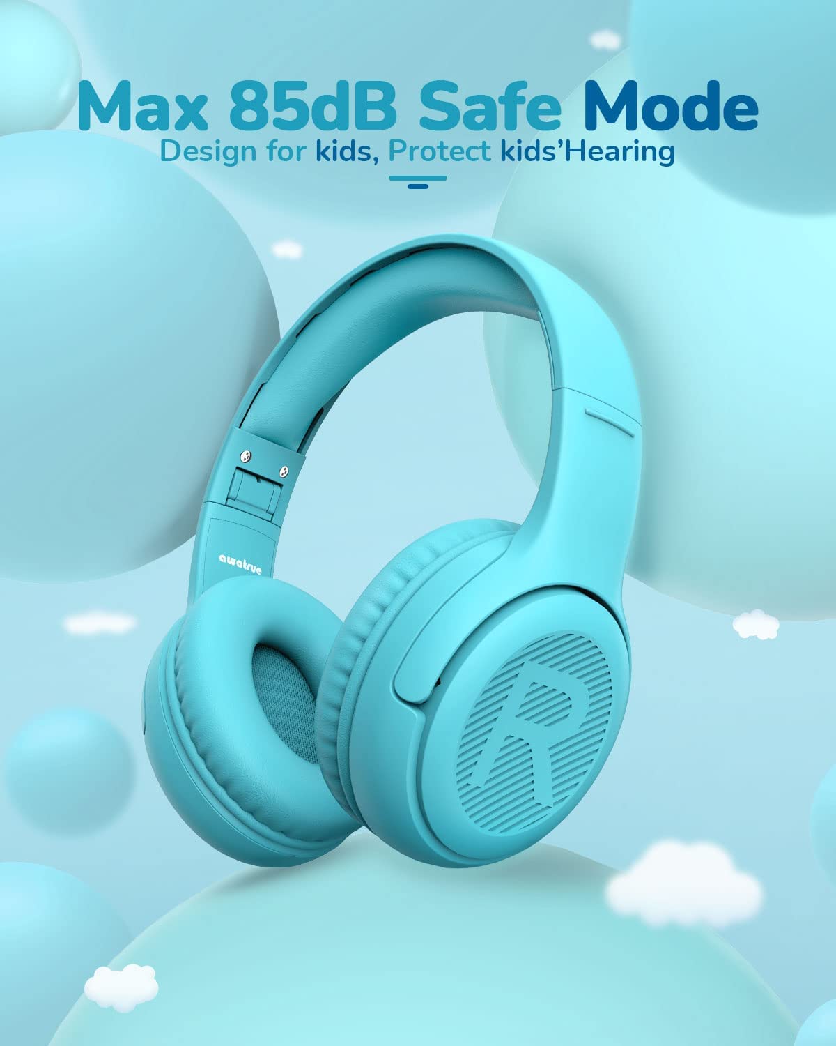Awatrue AT2 on-ear headphones worn by a child during school activities.