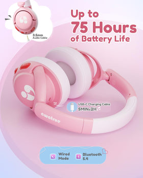 awatrue kids bluetooth headphones 90-degree rotatable design for compact packing