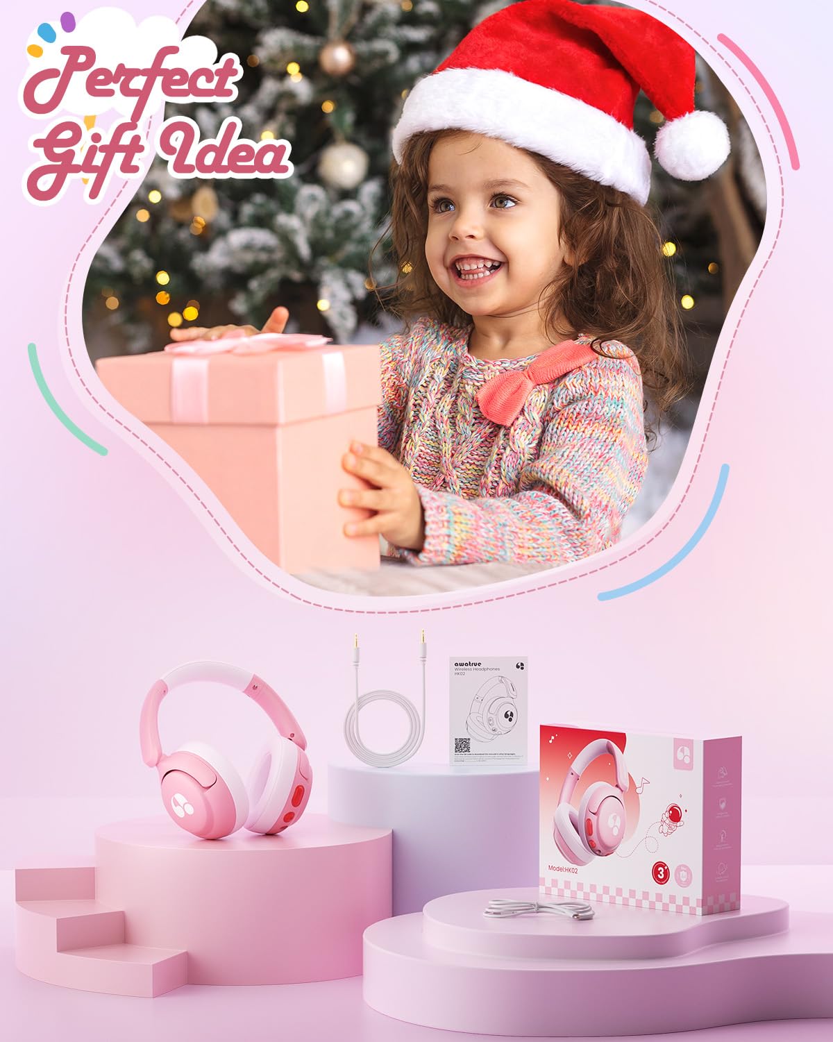 awatrue kids bluetooth headphones built-in mic for hands-free calls