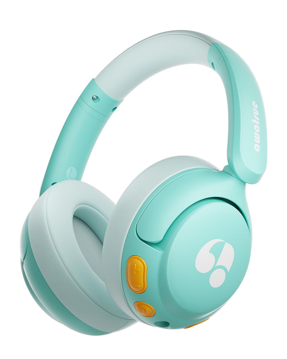 awatrue kids Bluetooth headphones foldable green for compact travel and study