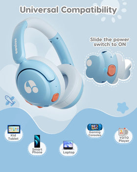 awatrue Kids Bluetooth Headphones USB-C charging for quick power