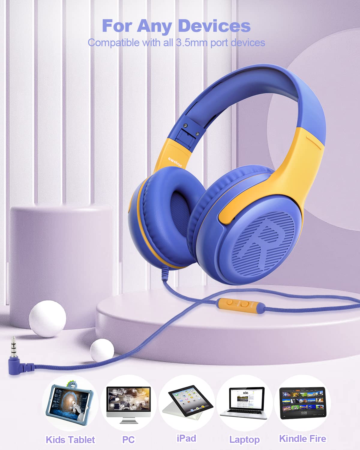 Awatrue 3.5mm connection works with most devices