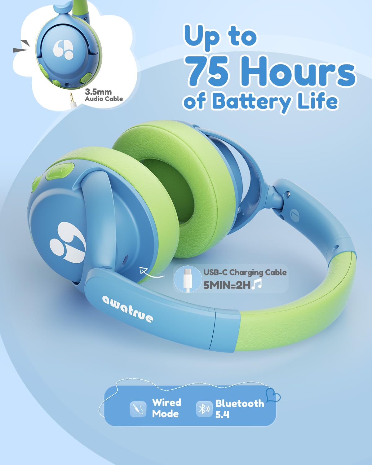awatrue 75-hour battery supports long trips and school days