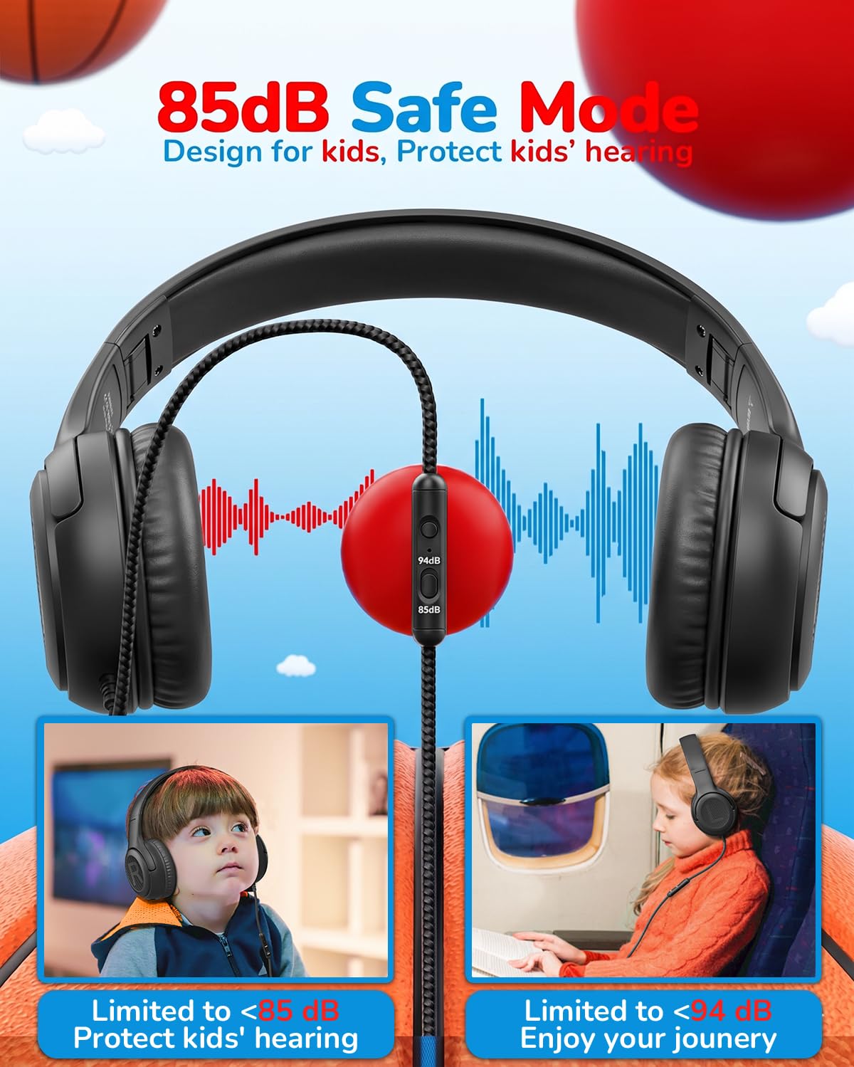 Awatrue AT2 headphones in travel mode with 94dB for noisy environments.