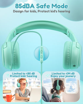 awatrue kids headphones offering 94db travel mode for in-transit listening