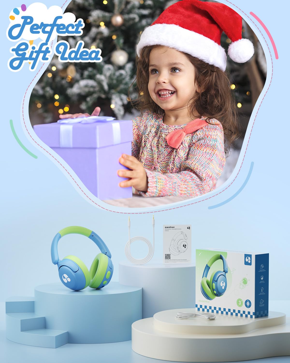 awatrue Headphones with Bluetooth 5.4 for stable wireless streaming