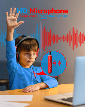awatrue Kids Headphones built-in microphone supports clear online class conversations.