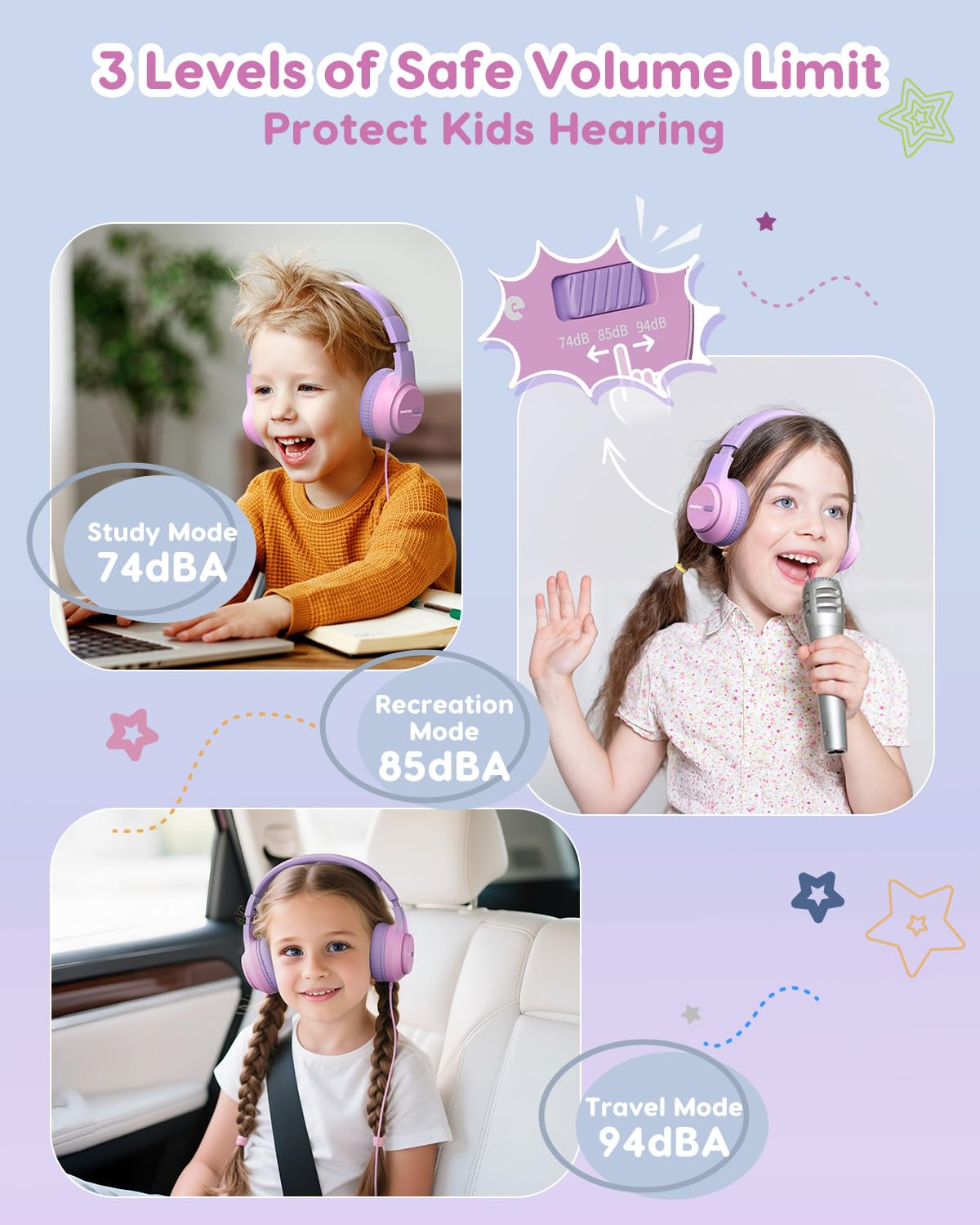 awatrue Kids Headphones foldable design for compact storage and easy commuting