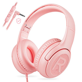 Awatrue kids headphones pink foldable for travel and study