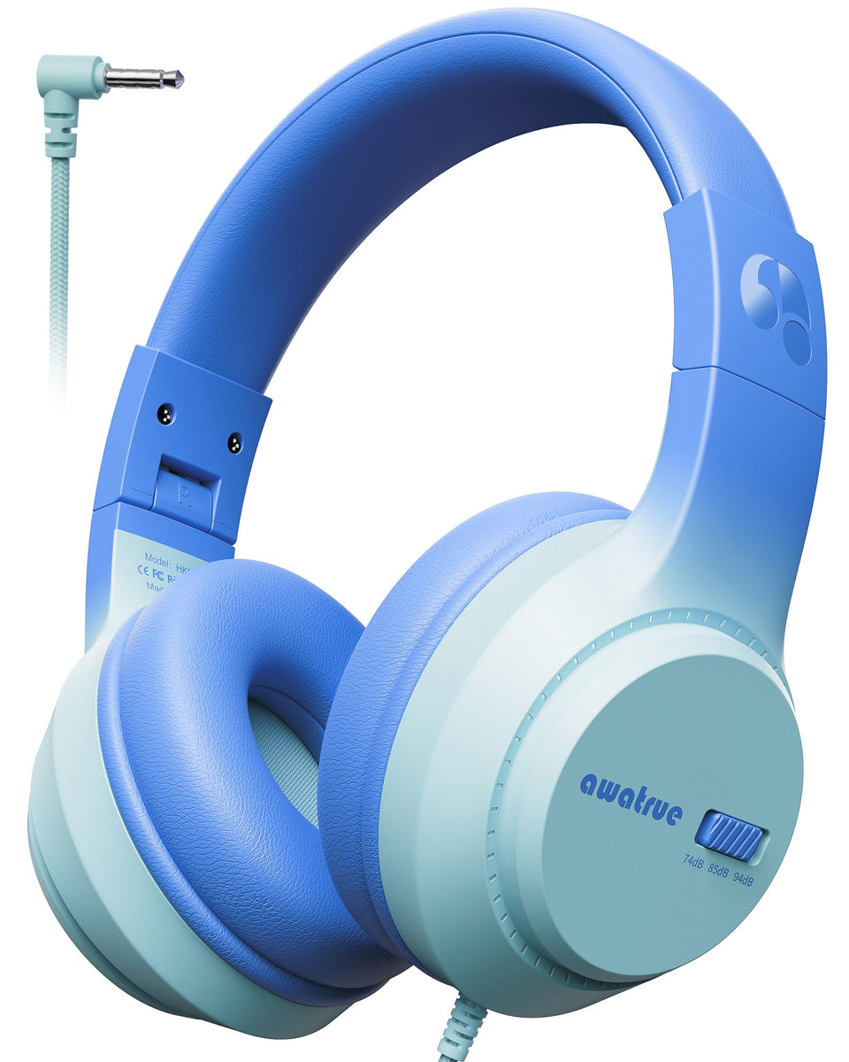 awatrue kids headphones folded for travel, compact and easy to store