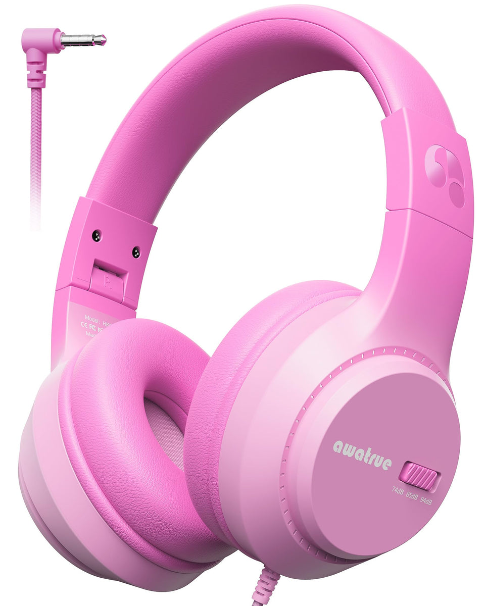 awatrue kids headphones folded for travel, compact and easy to carry