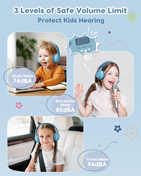 awatrue Kids Headphones green on-earcup volume slider for easy parental control