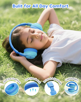 awatrue kids headphones memory foam ear cushions provide all-day comfort