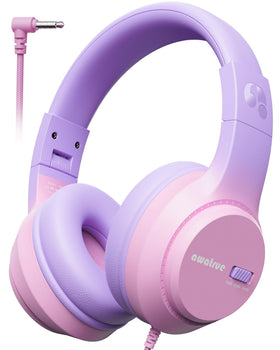 awatrue Kids Headphones with volume slider for safe listening during travel