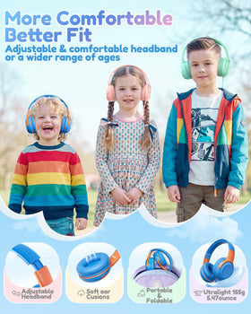 awatrue USB-C kids headphones volume controls at 85/94dB for different environments.