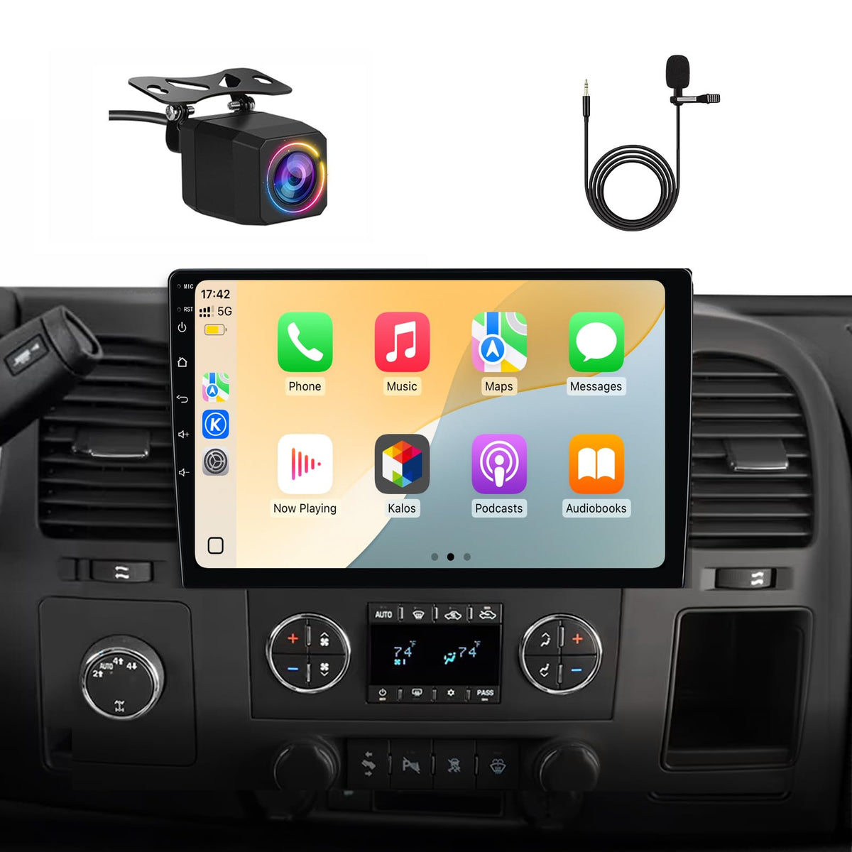 AWESAFE 4Core car radio front panel enhances dashboard usability.