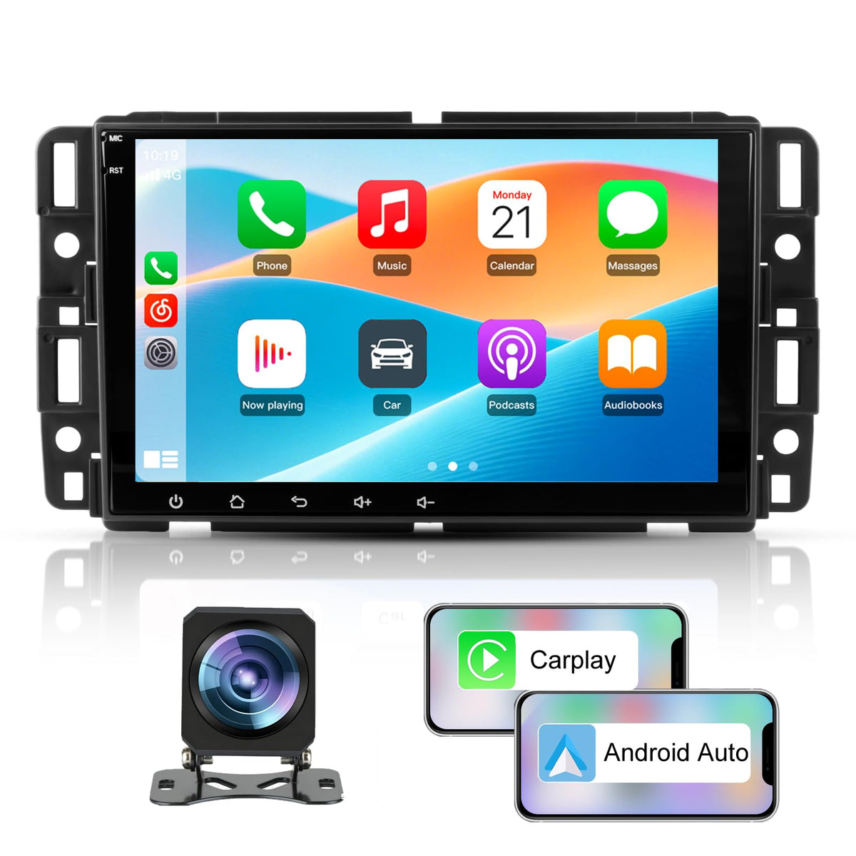 AWESAFE 8-inch radio display with bright touchscreen for easy navigation