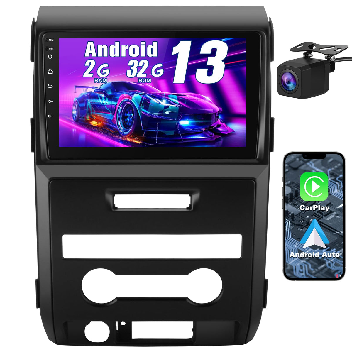 AWESAFE Android 9-inch head unit on Ford F-150 touchscreen for navigation