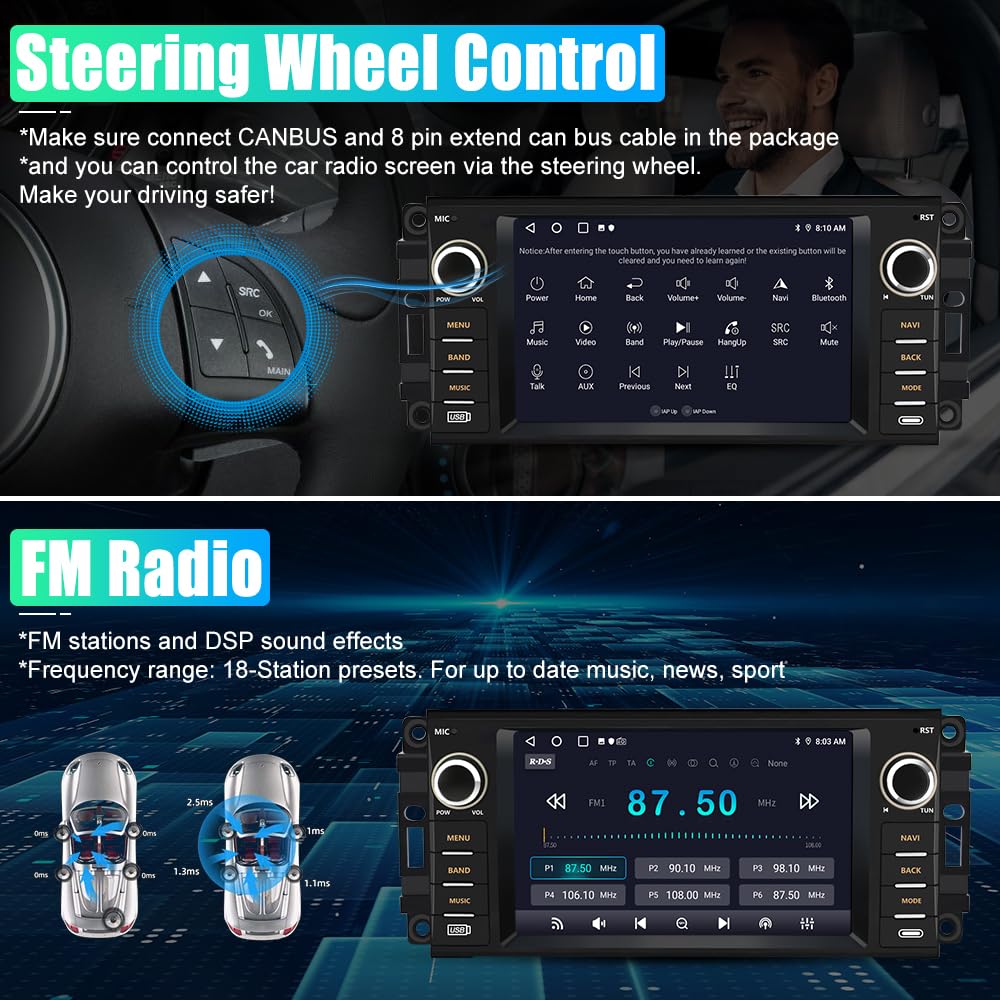 AWESAFE Bluetooth hands-free calls with built-in mic and clear car speakers.