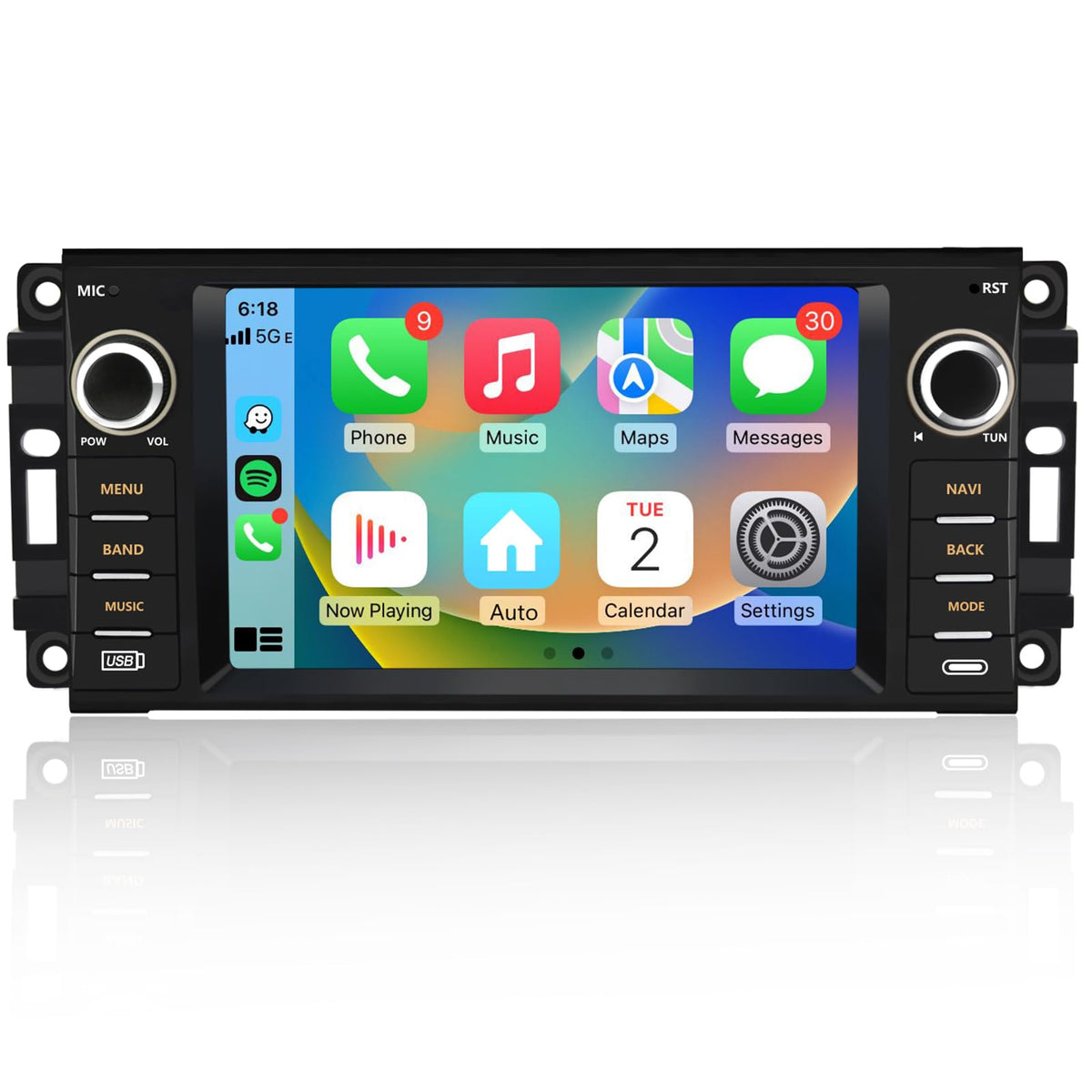 AWESAFE Android car stereo mounted on a Jeep Wrangler dashboard for easy media and navigation.