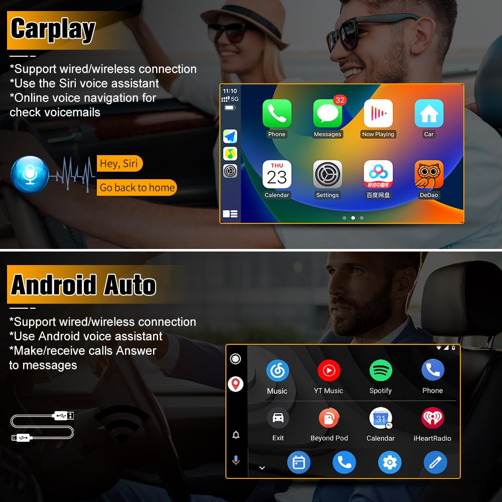 AWESAFE display with wireless CarPlay and WiFi connection benefits
