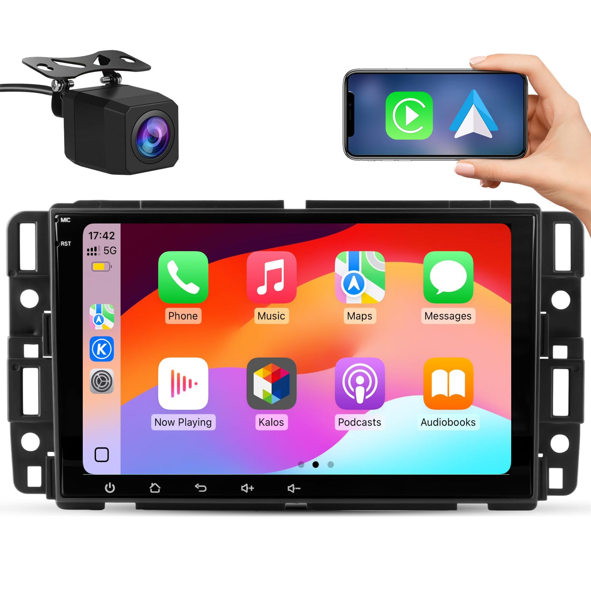 AWESAFE Android 13 car radio display showing clear navigation and media visuals