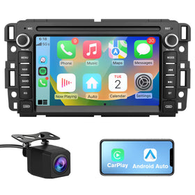 AWESAFE car stereo front panel in a GM dashboard with intuitive touch controls
