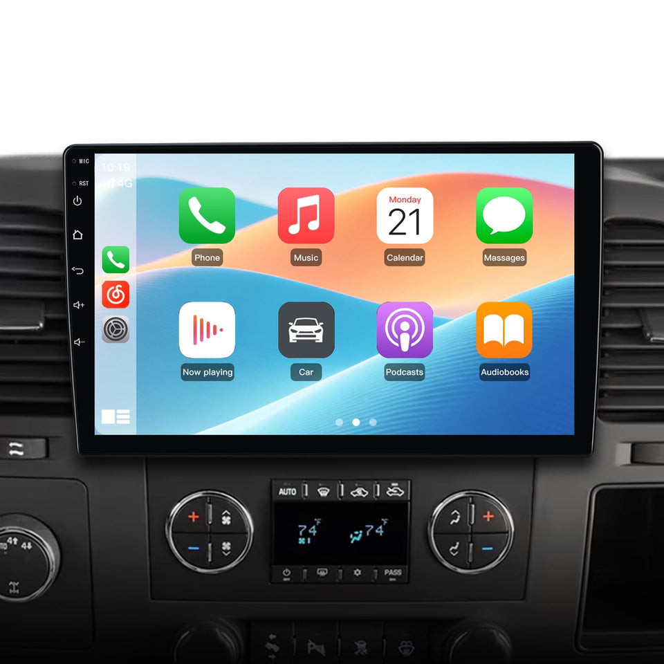 AWESAFE Chevy Silverado 10-inch touch screen for easy navigation and media control.