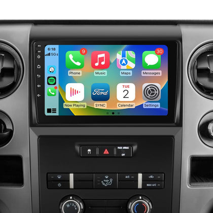 AWESAFE 9-inch head unit front view for Ford F-150, blending with factory styling