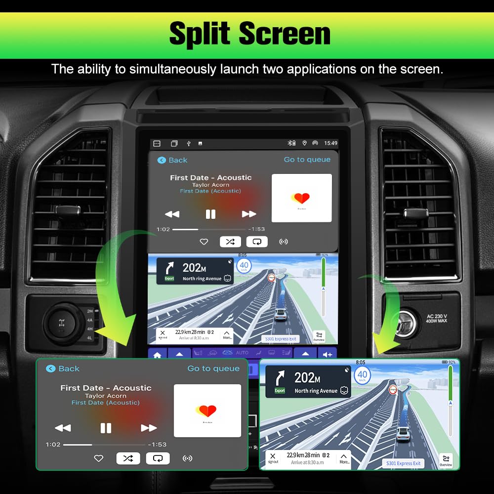AWESAFE 12.1-inch display with split-screen for multitasking