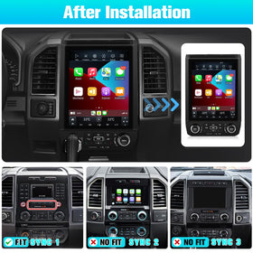 AWESAFE Ford F-150 unit showcasing wireless CarPlay and Android Auto connectivity.