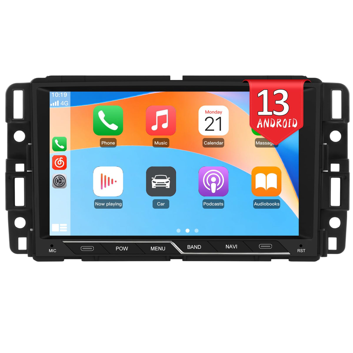 AWESAFE front view installed in Silverado dashboard shows modern touchscreen and neat fit