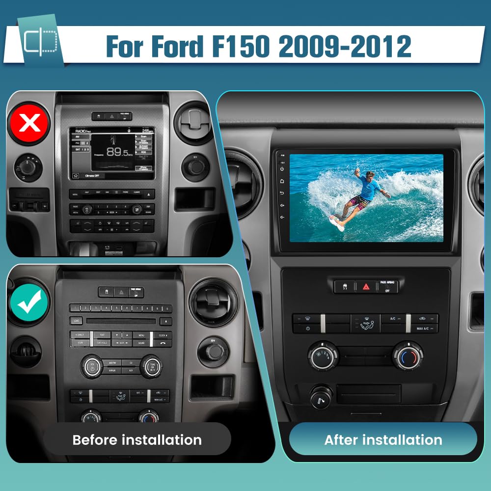 AWESAFE Ford F-150 wireless CarPlay and Android Auto on bright display
