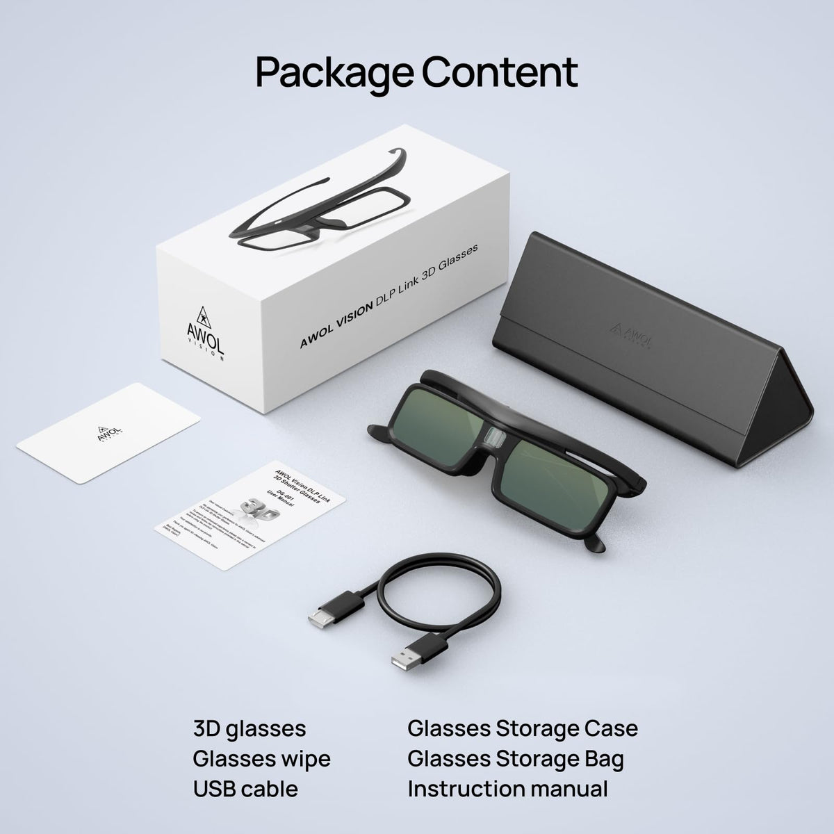AWOL VISION DLP Link 3D glasses two-pack for shared viewing