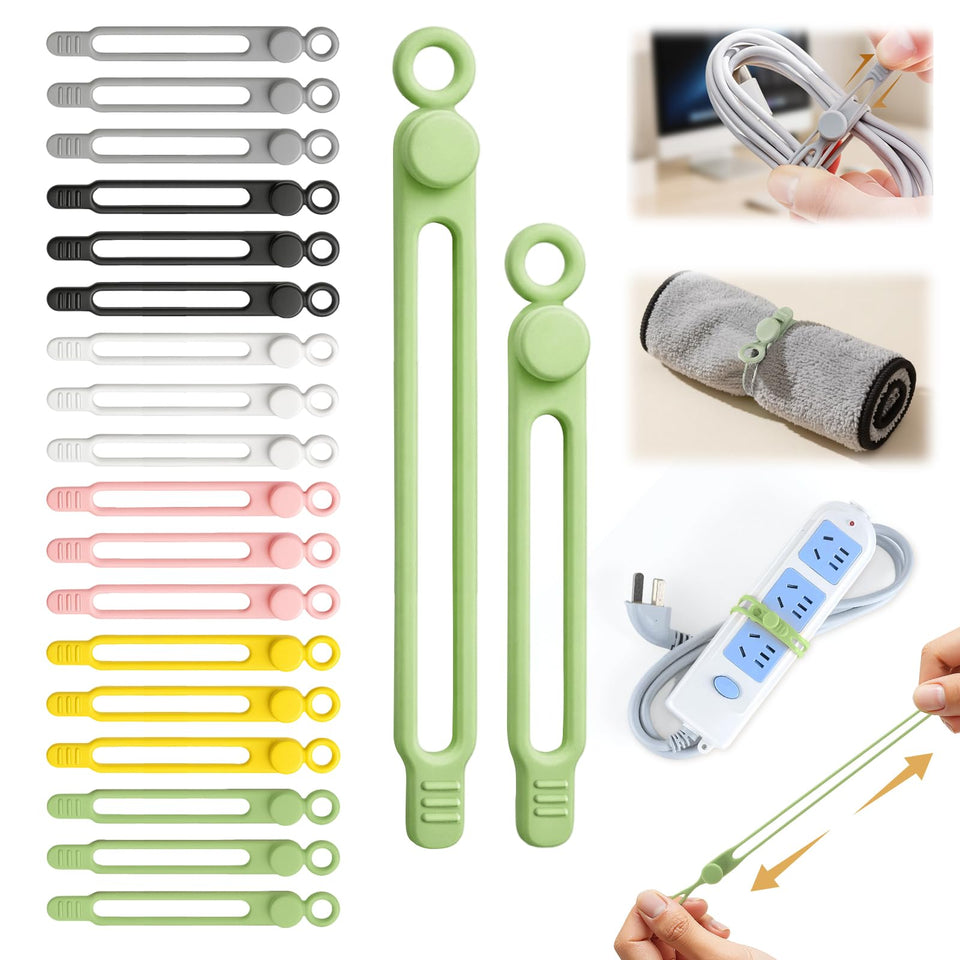 awrose silicone cable ties 4-1 inch in vibrant colors for tidy desk cables and travel.